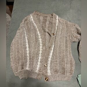 Brown and White Cardigan XL
